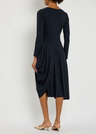 High Canticle Gathered Stretch-polyamide Midi Dress Blue