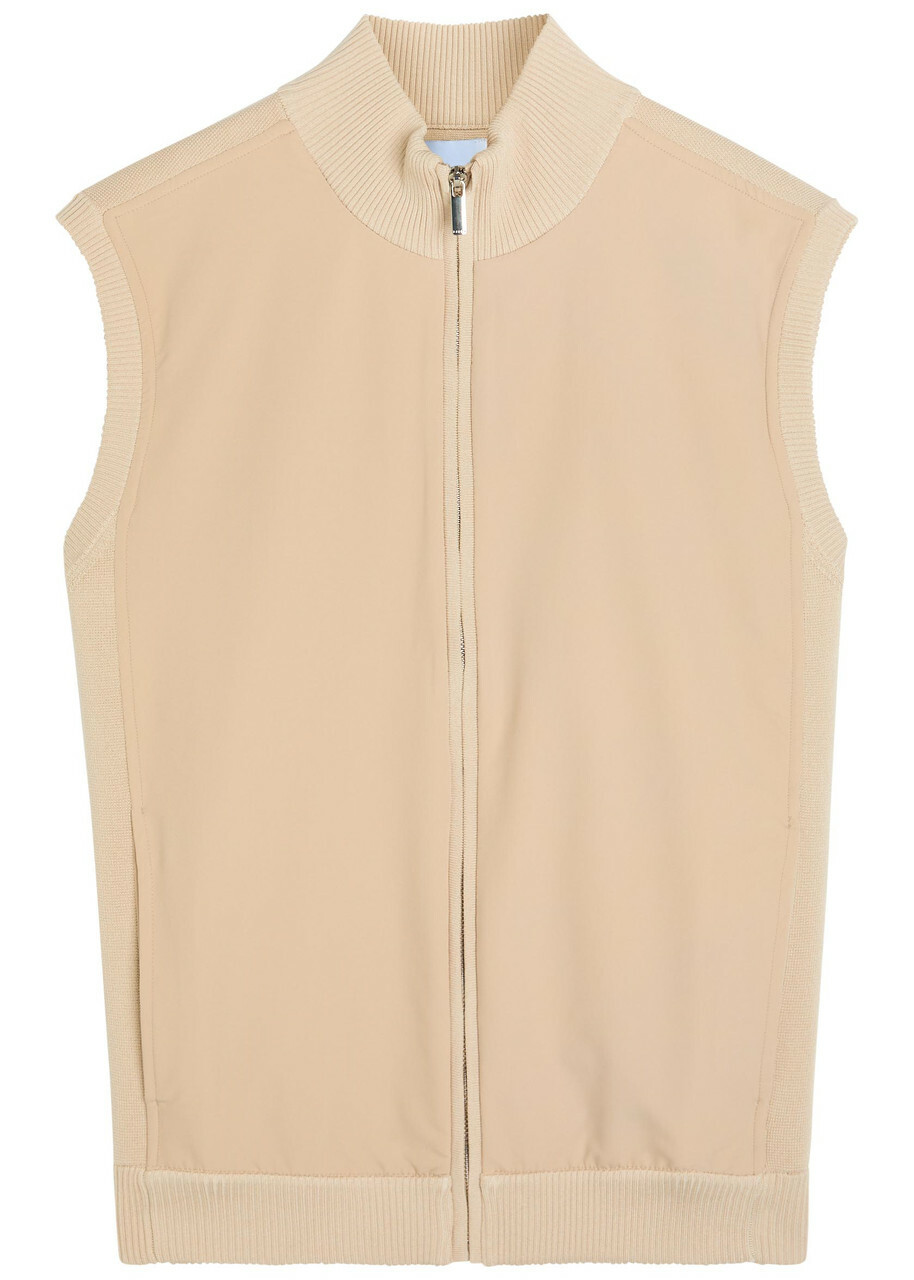Raith Davi Hybrid Panelled Stretch-knit Gilet Stone