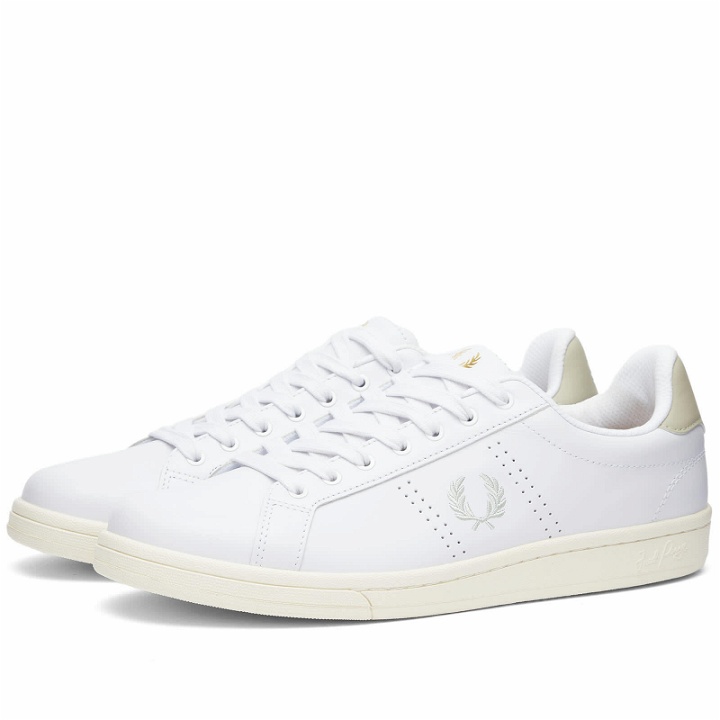 Photo: Fred Perry Men's B721 Leather Sneakers in White/Ight Oyster