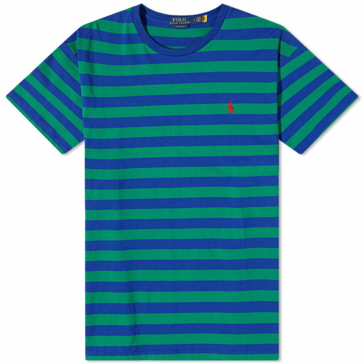 Photo: Polo Ralph Lauren Men's Broad Stripe T-Shirt in Primary Green/Heritage Royal