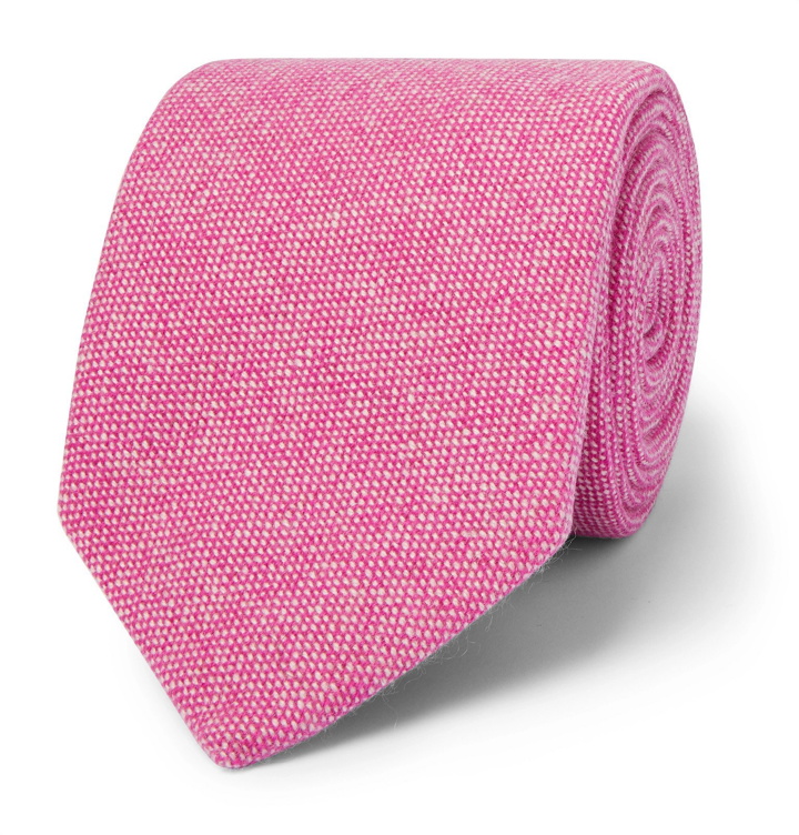 Photo: Emma Willis - 9cm Mélange Textured-Cashmere Tie - Pink