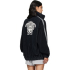 Versace Navy Cotton-Terry Jacquard Zip Jacket