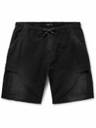 Balenciaga - Wide-Leg Distressed Cotton-Ripstop Drawstring Cargo Shorts - Black