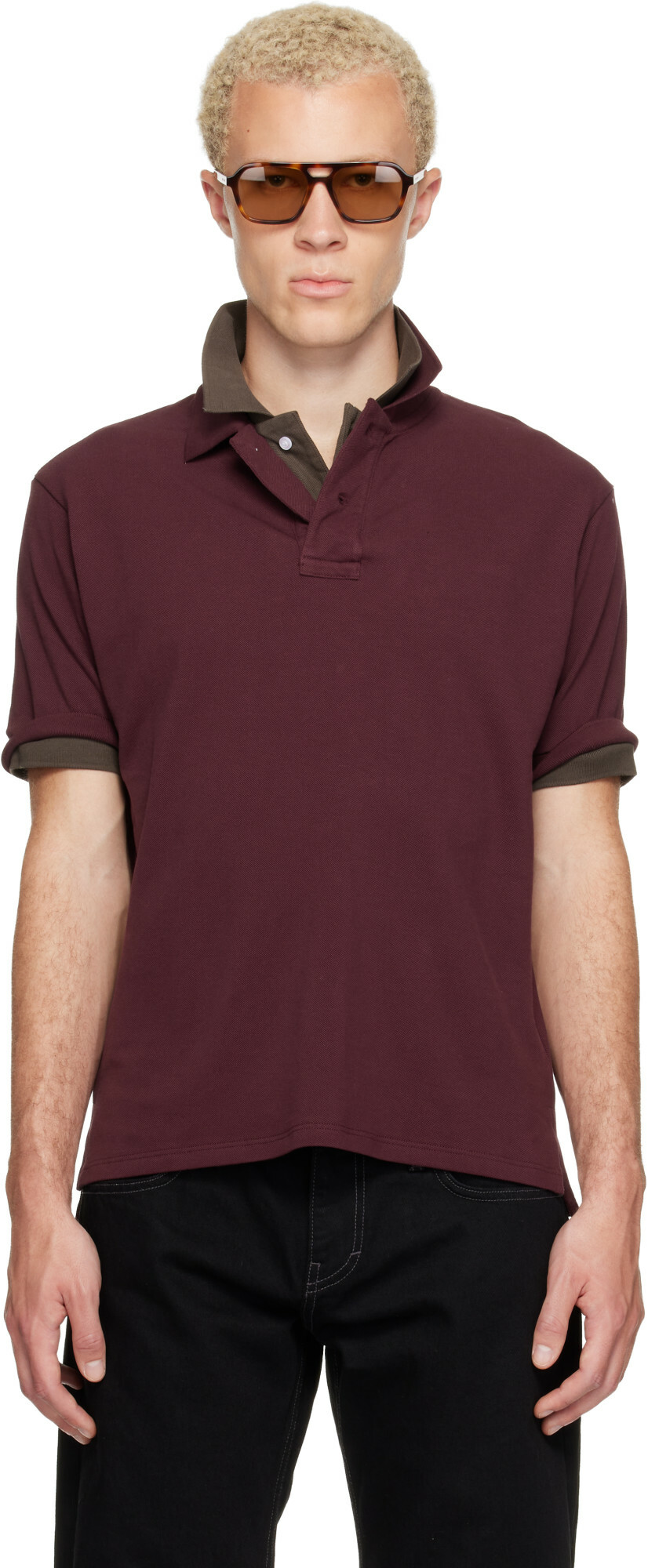 Raimundo Langlois Burgundy Layered Polo