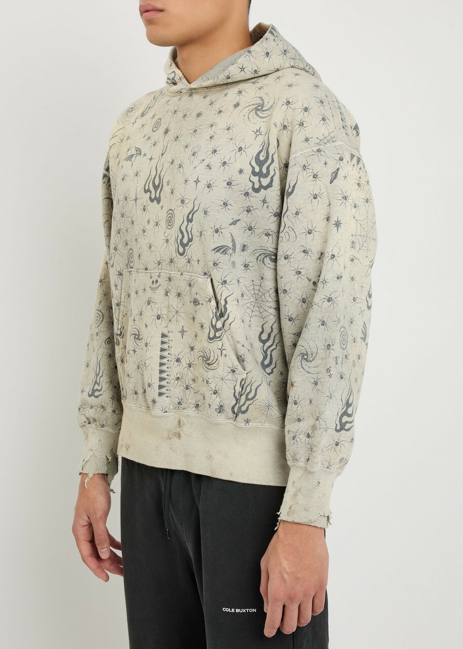 Saint Mxxxxxx X Dr. Woo Printed Hooded Cotton Sweatshirt Grey