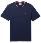 Lacoste - Stripe-Trimmed Pima Cotton-Jersey T-Shirt - Blue