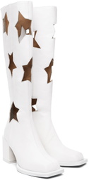 ANDREJ GRONAU SSENSE Exclusive White Star Cut Boots