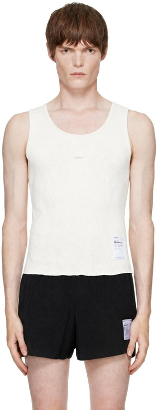 Photo: Satisfy Off-White MothTech Waffle Singlet Tank Top