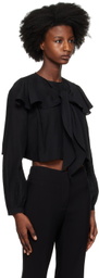 Recto Black Shoulder Scarf Blouse