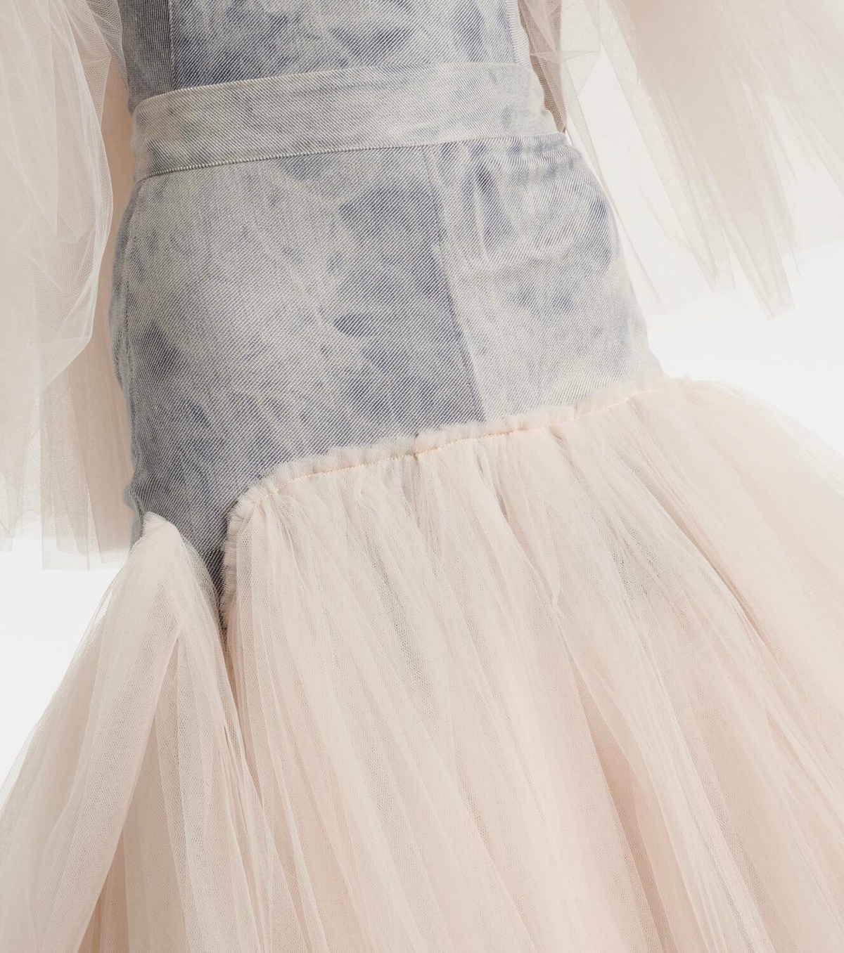 Maticevski Graceful denim and tulle maxi skirt
