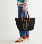 JW Anderson - Leather-Trimmed Logo-Embroidered Canvas Tote Bag - Black