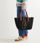JW Anderson - Leather-Trimmed Logo-Embroidered Canvas Tote Bag - Black