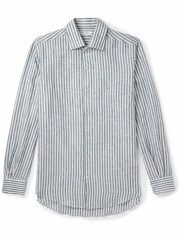 Photo: Loro Piana - André Striped Linen Shirt - Blue