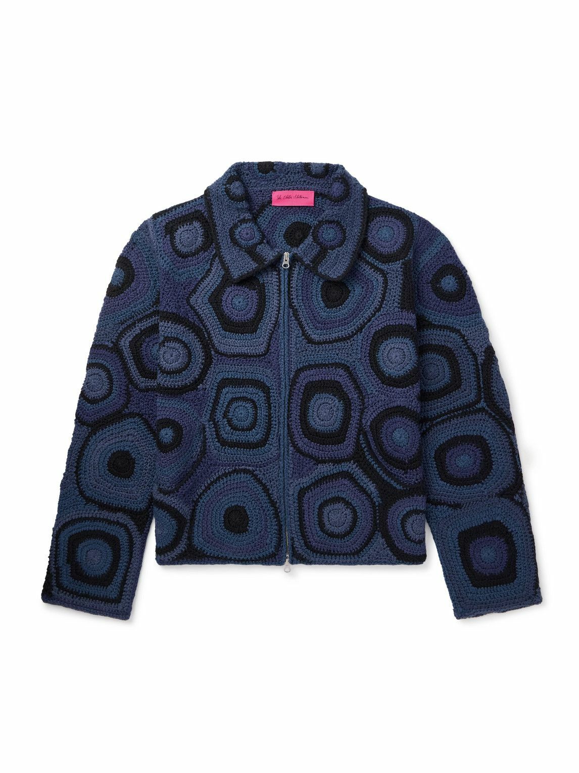 The Elder Statesman - Strata Crocheted Cotton Jacket - Blue
