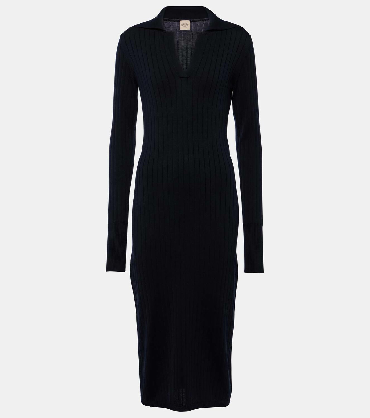Tod's Ribbed-knit silk and cotton midi dress