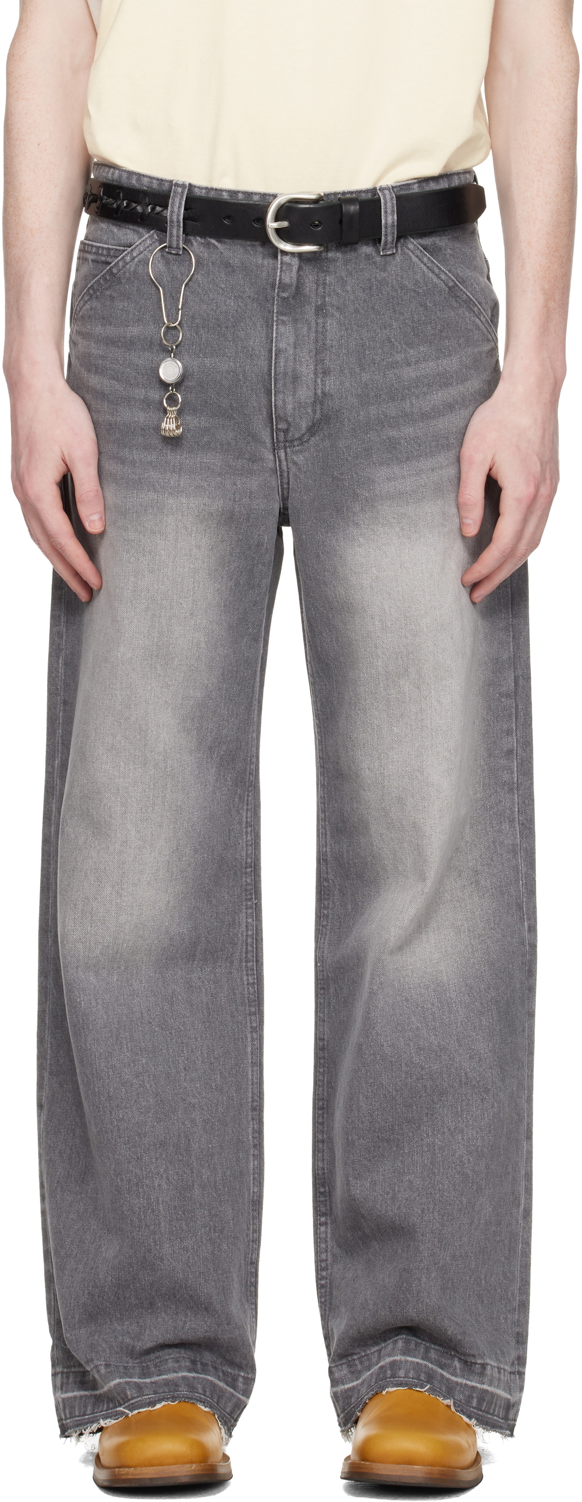 COOR Gray Cut-Off Semi Flare Jeans
