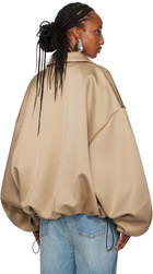 Fear of God ESSENTIALS Beige Satin Bomber Jacket