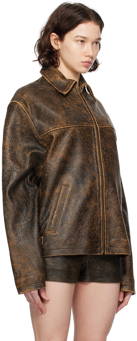 90's Guess USA レザージャケット ボックスシルエット Guess USA Vintage Rider Style Genuine Leather Jacket Mens