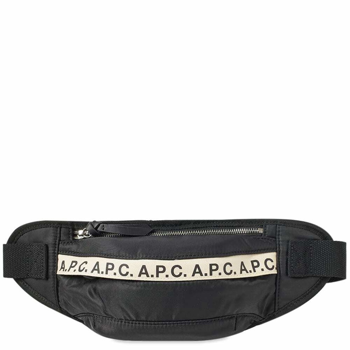 Photo: A.P.C. Men's Lucille Tape Logo Waist Bag in Black/White