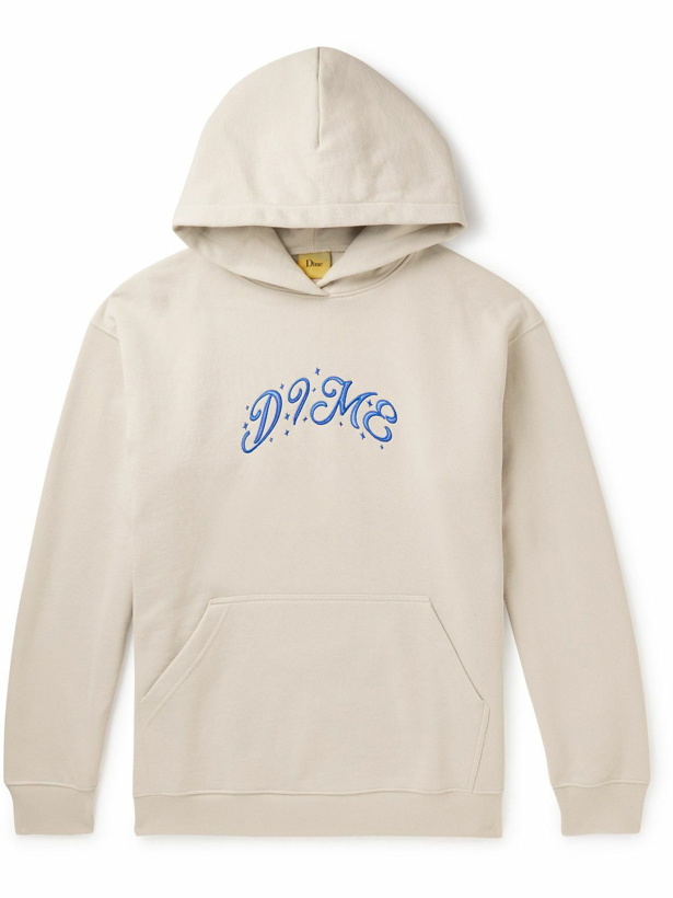 Photo: DIME - Sparkle Logo-Embroidered Cotton-Jersey Hoodie - Gray