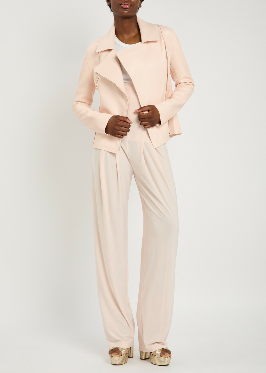 Norma Kamali Gang Panelled Faux Leather Jacket Light Pink