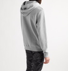 SAINT LAURENT - Slim-Fit Logo-Print Mélange Loopback Cotton-Jersey Hoodie - Gray