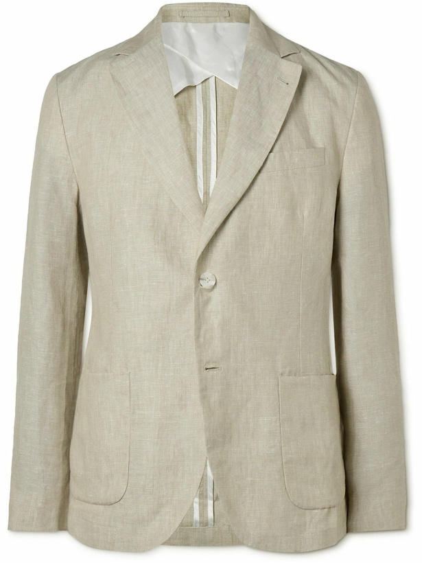 Photo: Frescobol Carioca - Paulo Unstructured Linen Suit Jacket - Gray
