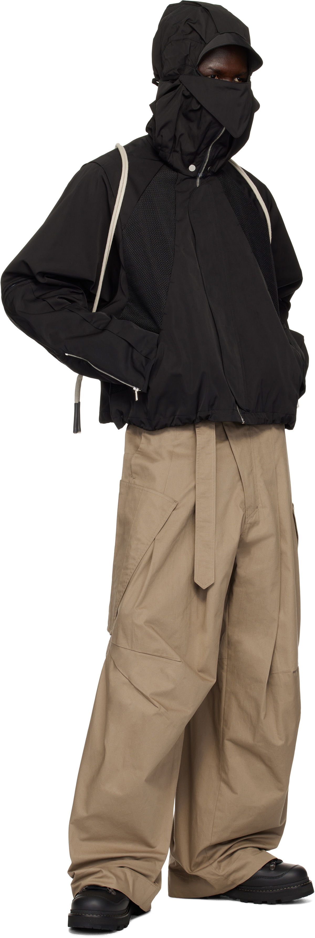 FFFPOSTALSERVICE Beige Wide Belted Draped Pocket Trousers