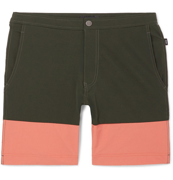 Photo: Onia - Calder Long-Length Colour-Block Swim Shorts - Men - Army green