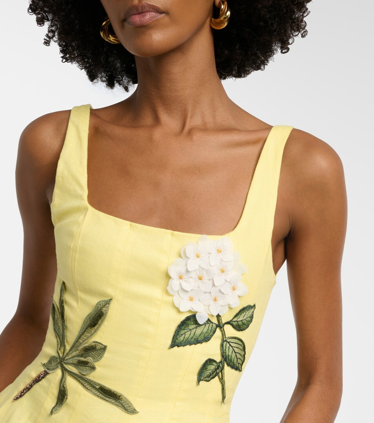 Agua by Agua Bendita Frontera patch-appliqué linen midi dress