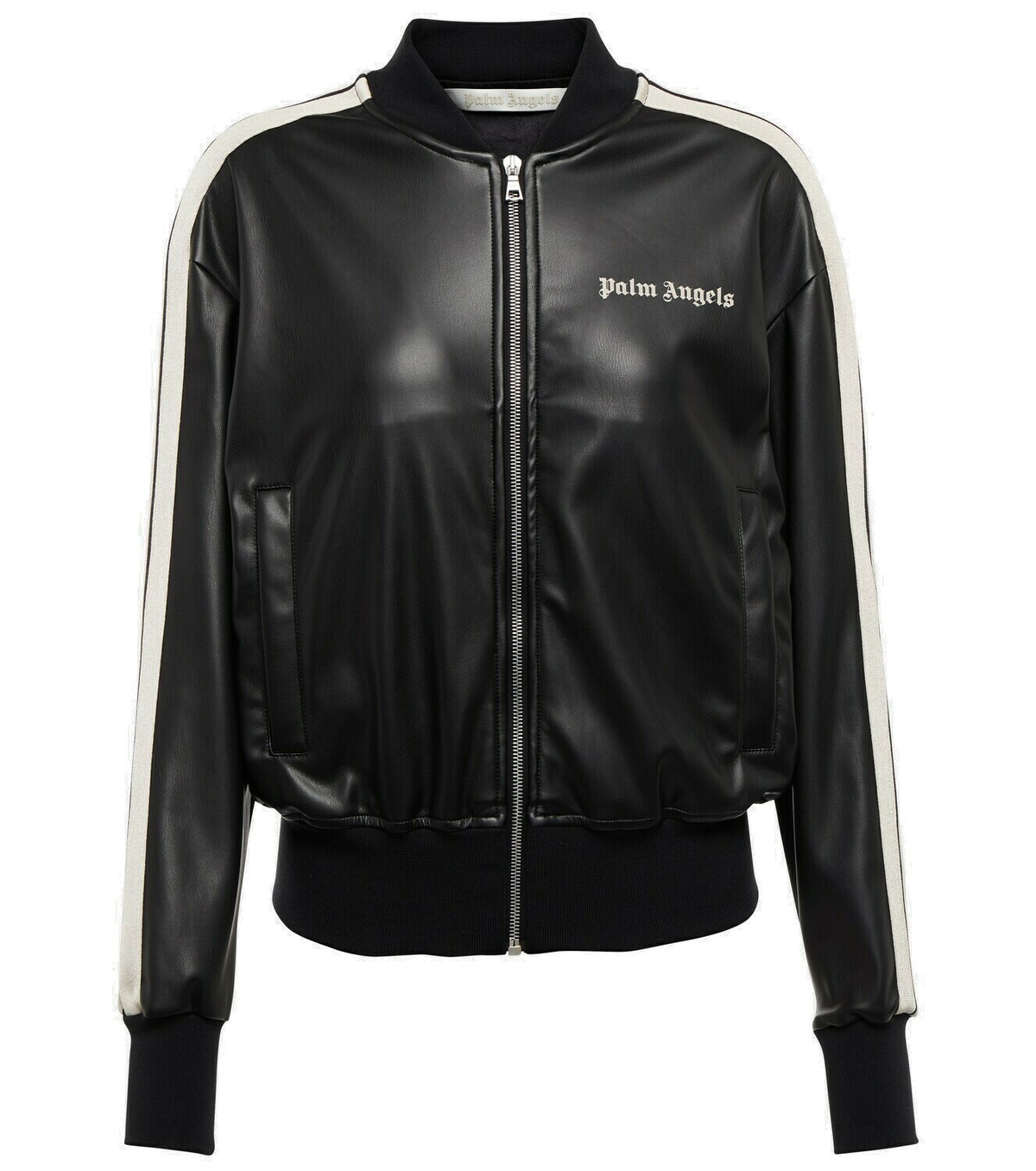 Palm Angels Faux leather bomber track jacket Palm Angels - Main Image