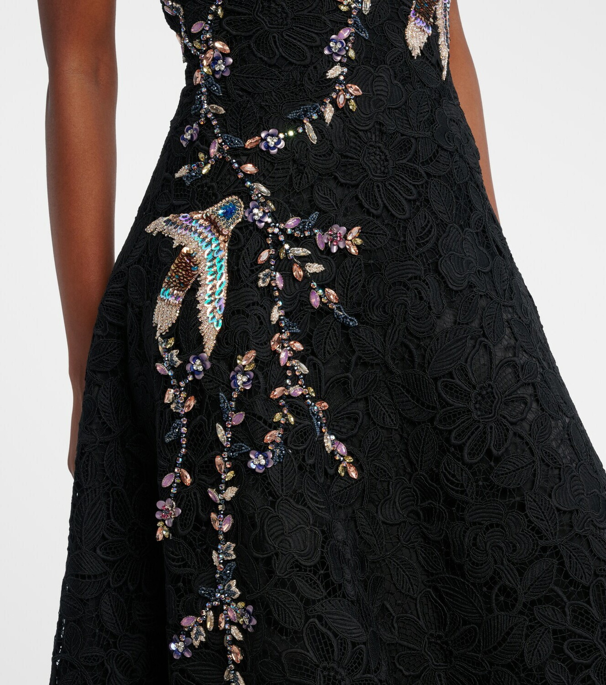 Costarellos Embroidered lace midi dress