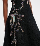 Costarellos Embroidered lace midi dress