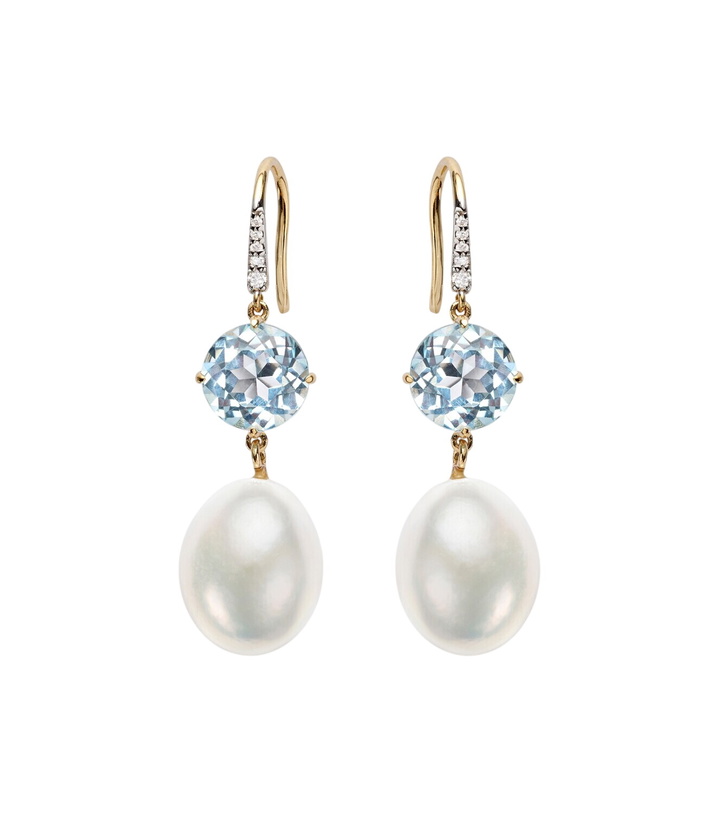 Photo: Mateo 14kt gold drop earrings with gemstones