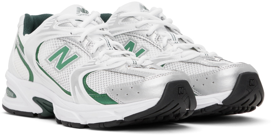 New Balance White & Green 530 Sneakers