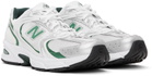 New Balance White & Green 530 Sneakers