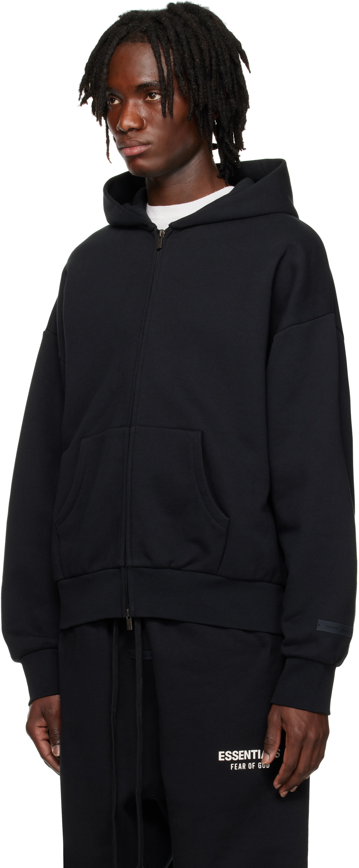 Fear of God ESSENTIALS Black Classic Full Zip-Up Hoodie Fear Of