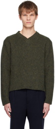 Maison Margiela Green V-Neck Sweater
