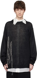 YOHJI YAMAMOTO Black 10G Plated Crossed Pattern Embroidery Sweater