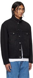 VTMNTS Black Embroidered Denim Jacket