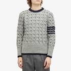 Thom Browne Men's Cerw Neck Cable Knit in Light Grey