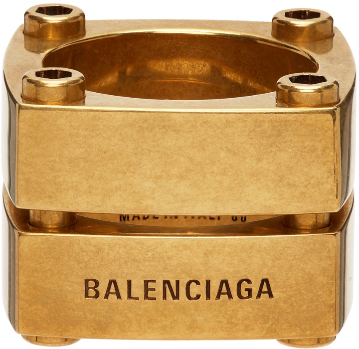 Photo: Balenciaga Gold Gear Plate Ring