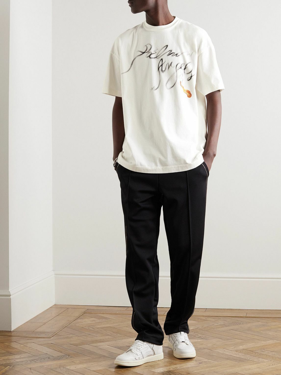 Palm Angels - Foggy Logo-Print Cotton-Jersey T-Shirt - White