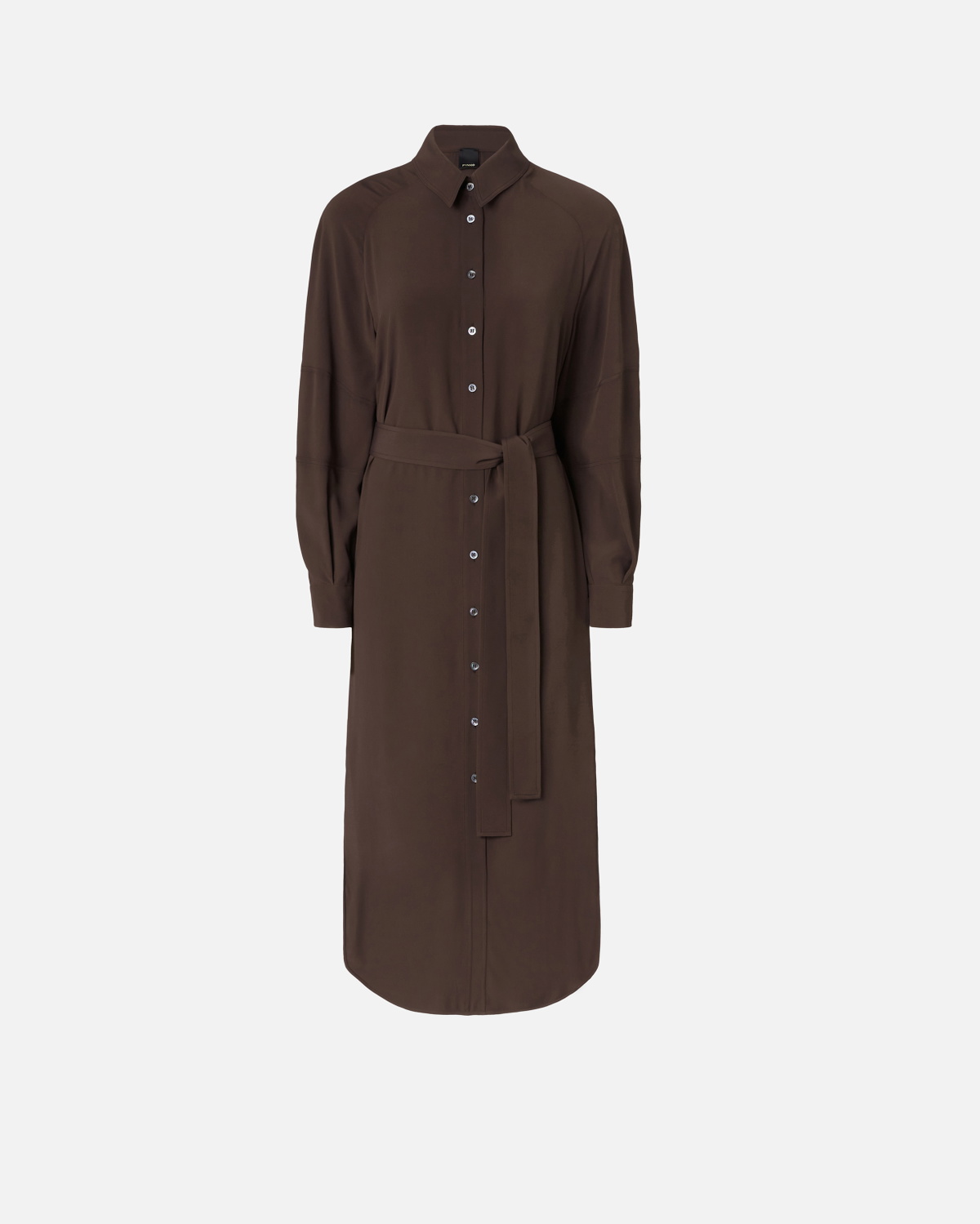 Pinko Silk Blend Midi Shirt Dress Brown Africa Earth