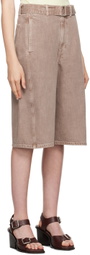 LEMAIRE Pink Twisted Belted Denim Shorts
