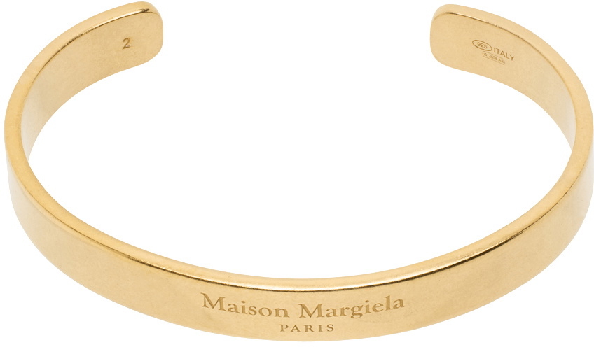 【Maison Margiela】Logo Bracelet Gold Gold Minimal Logo Bracelet by MM6 Maison Margiela on Sale