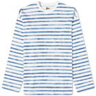 Pilgrim Surf + Supply Men's Julien Stripe Long Sleeve T-Shirt in Blue Watercolour