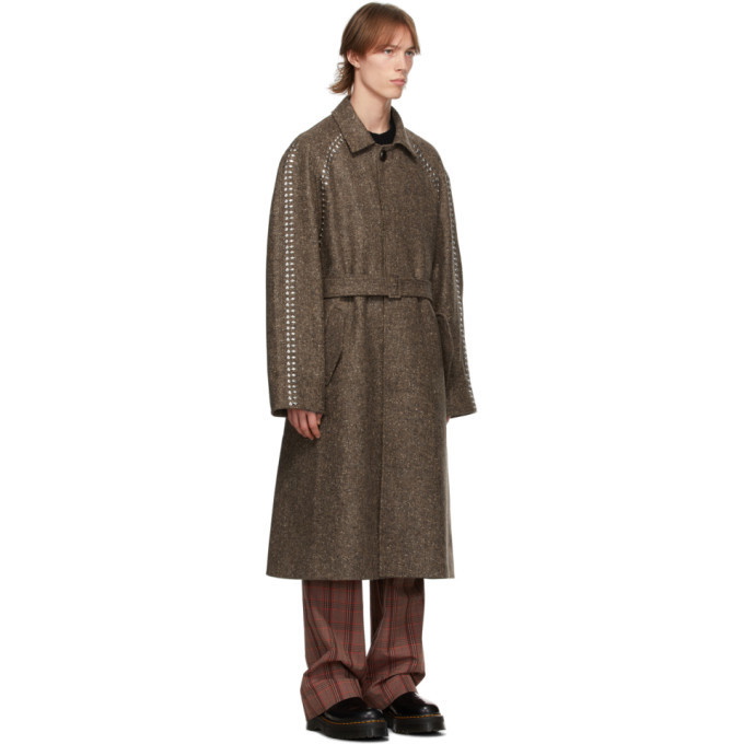 Stefan Cooke Brown Wool Studded Coat