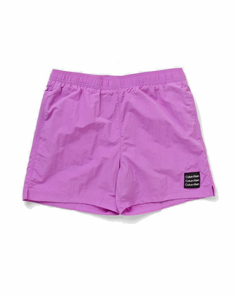 Photo: Calvin Klein Underwear Pure Swim Medium Drawstring Shorts Purple - Mens - Swimwear