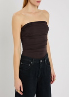 Agolde Gwyneth Ruched Stretch-jersey Bodysuit Brown